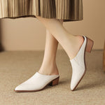 5CM Retro Pointed Baotou Women's 2023 Summer New Thick-heeled Mid-heel Muller Shoes Summer Outwear Half-slippers