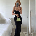 Hugcitar Satin Slip Sleeveless Backless Slim Sexy Maxi Dress 2022 Spring Women  Party Y2K Concise Bodycon Elegant  Clothing