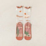 2023 New Fashion Woman Socks Summer Ultra-thin Transparent Crystal Silk Socks Harajuku Floral Retro Japanese Kawaii Cute Socks