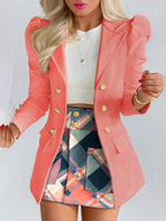 Women's Spring Long Sleeve Solid Color Jacket with Mini Skirt Two-piece Suit Tailleur Femme Blazer and Set Dress Free Shipping