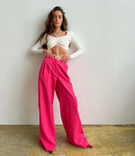 2023 New Spring Summer Women's Casual Straight Classic Green Black Rose Red High Waist Pants Korean Wide Leg Trousers For Women