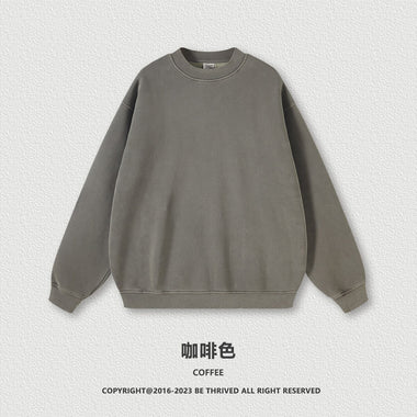 Heavy washing water plus fleece semi-turtleneck sweater