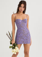 High Quality Women Summer Dress 2022 New Arrivals Purple Bodycon Party Dress Lace Vintage Dress Cleberity Evening Club Dress