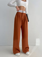 2023 New Spring Summer Women's Casual Straight Classic Green Black Rose Red High Waist Pants Korean Wide Leg Trousers For Women