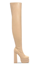Women Thigh High Boots Double Platform Block High Heels Over The Knee Boots Zip Sexy Long Shoes Boots For Woman