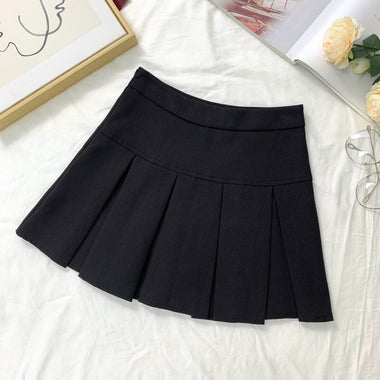ZOKI Vintage Gray Pleated Skirt Women Kawaii High Waist Mini Skirts Korean Fashion School Uniform Harajuku Streetwear Spring