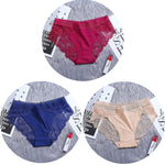 3Pcs/Lot Lace Women's Panties Sets Ice Silk Seamless Underwear Female Transparent  Briefs Mid-Rise Lady Panty Woman Lingerie