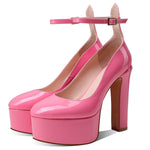 Platform Pumps For Women Chunky High Heel Ankle Strap Fashion Pointed Toe Brand New Shoes 2022 Trendy Sexy Luxury Shoe Summer