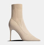 Classic Fashion Design Woman Boots Stretch High Heels Winter Women Genuine Leather Boots High Quality Pumps Shoes Luxury Brand