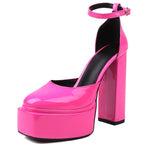 RIBETRINI Platform Chunky Heeled Ankle Strap Pumps Shoes Woman Spring Summer 2022 Heel Women Shoe Fashion Sexy Sandal Brand New