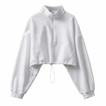 Autumn Winter Hot Style Pullover Women's American Casual Half Zipper Sweater Loose Stand Collar Sports Long-sleeved Jacket