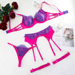 MIRABELLE Purple Lingerie Sets for Women Luxury G-String Female Underwear Sexy Patchwork Garter Bilizna Set Fancy Lace Intimate