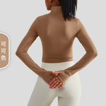 NCLAGEN Yoga Jacket Women  Full Zipper Long Sleeve Sports Shirts Short Waist Training Elastic Running Gym Clothes Fitness Coat