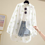 Mickey Mouse Blouse Ladies Long Sleeve Women Shirt Beach Shirts Kawaii Cartoon Summer Disney Clothes Cover-Up Top Casual