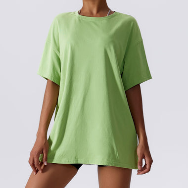 NCLAGEN Summer Loose Fitting Top Fitness Women's Breathable Yoga Running Sports Short Sleeves Gym Workout Training Dry Fit Top