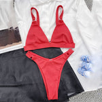 Para Praia 10 Colors 2023 Summer Female Swimsuit Halter Brazilian Bikini Women Swimwear Push Up Bikini Set Ring Bathing Suit