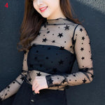 Female Leisure Women Mesh Top Long Sleeve See Through Lace T-shirts Sexy Transparent Fishnet Tops Clubwear Tee Shirts