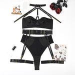 MIRABELLE Sexy Fine Lingerie Corset Bra Delicate Underwear Halter Bra Kit Push Up Bilizna Set Contrast Color Fine Intimate