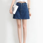 Zoki Sexy Women Denim Mini Skirt Fashion Summer High Waist Korean Black Skirt Blue Package Hip Jeans Harajuku Cotton S-3XL