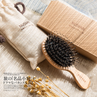 Japanese boar bristle hair brush small hair brush for travel wooden comb paddle brush wood head massager hair styling tools