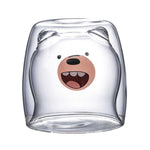 Cute Bear Whisky Glass Cup Double Wall Milk Coffee Mug Insulated Animal Double-layer Espresso Water Cups Christmas Festival Gift