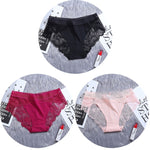 3Pcs/Lot Lace Women's Panties Sets Ice Silk Seamless Underwear Female Transparent  Briefs Mid-Rise Lady Panty Woman Lingerie