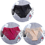 3Pcs/Lot Lace Women's Panties Sets Ice Silk Seamless Underwear Female Transparent  Briefs Mid-Rise Lady Panty Woman Lingerie
