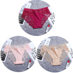 3Pcs/Lot Lace Women's Panties Sets Ice Silk Seamless Underwear Female Transparent  Briefs Mid-Rise Lady Panty Woman Lingerie