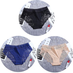 3Pcs/Lot Lace Women's Panties Sets Ice Silk Seamless Underwear Female Transparent  Briefs Mid-Rise Lady Panty Woman Lingerie