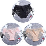 3Pcs/Lot Lace Women's Panties Sets Ice Silk Seamless Underwear Female Transparent  Briefs Mid-Rise Lady Panty Woman Lingerie