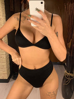 S - XL New Sexy Female Swimsuit High Waist Bikini Women Swimwear Two-pieces Bikini set Ribbed Bather Bathing Suit Swim V2328