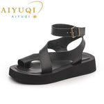 AIYUQI Women Summer Sandals 2023 New Genuine Leather Ladies Sandals Flat Fashion Sandals Women
