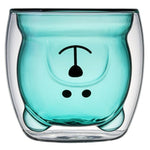 Cute Bear Whisky Glass Cup Double Wall Milk Coffee Mug Insulated Animal Double-layer Espresso Water Cups Christmas Festival Gift