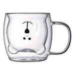 Cute Bear Whisky Glass Cup Double Wall Milk Coffee Mug Insulated Animal Double-layer Espresso Water Cups Christmas Festival Gift