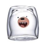 Cute Bear Whisky Glass Cup Double Wall Milk Coffee Mug Insulated Animal Double-layer Espresso Water Cups Christmas Festival Gift