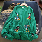 Disney Women White Hoodies Sweatshirt Embroidery Mickey Donald Duck Tracksuit Sports Sweatshirt Japanese Casual Loose Jumper