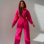 Fashion Elegant Hoodies Jumpsuit Women Casual Overalls Romper Fall Winter Solid Hooded Jumpsuits Sportwear Rompers Tracksuits