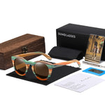 GM Color Bamboo Oval Sunglasses Wood Polarized Sunglasses Men Women Fashion Glasses UV400 Protection Eyewear Wooden Square Box