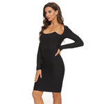 CIEMIILI Women Long Sleeve Bodycon Bandage Corset Dress 2022 New Summer Sexy Square Collar Celebrity Runway Party Female dresses