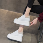 Spring Autumn New Women Pumps Korean Style Height Increasing Wedges Platform Mesh Inside Genuine Leather Ladies Casual Sneakers