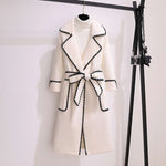 Oversized 4xl Fall Winter Woolen Long Coats Women's Lapel Slim Wool Blend Jackets With Belts Korean Elegant Thick Overcoats New