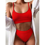 Gossina Women's Swimwear High Waist Bikini Sexy Woman Swimsuit Two Piece V Neck Bikini Set For Girls Beachwear Bathing Suit 2022