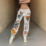 Women Sweat Pant Harajuku Butterfly Skull Printed Trousers Jogger Cargo Pants Loose Streetwear Autumn Winter Sweatpant Casual