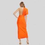 CIEMIILI Draped Backless Women Side Split Evening Club Party Dress 2022 New Sexy V Neck Orange Black Long Bandage Dress Vestidos