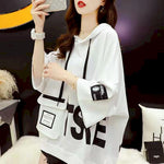 2023 Summer New Womens Short Sleeve Hoodies Loose Hooded T-shirt Fried Street Korean Sweatshirt Harajuku Hoodie Womens Tshirt