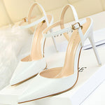 BIGTREE Shoes Fashion Sandals Women 2023 Patent Leather High Heels Women Sandals Summer Heeled Sandals Pointed Toe Women Pumps
