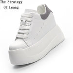 Spring Autumn New Women Pumps Korean Style Height Increasing Wedges Platform Mesh Inside Genuine Leather Ladies Casual Sneakers