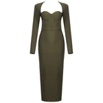 2023 New Summer Women Long Sleeved Bandage Dress Sexy V Neck Slim Midi Celebrity Night Show Bodycon Club Party Dresses Vestidos