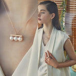 Kurshuni Brass Balance Bar Pearl Pendant Necklace For Women Luxury Quality Cubic Zirconia Jewelry Set 2021 New Trend Accessories