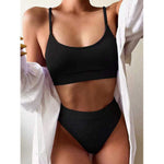 Gossina Women's Swimwear High Waist Bikini Sexy Woman Swimsuit Two Piece V Neck Bikini Set For Girls Beachwear Bathing Suit 2022